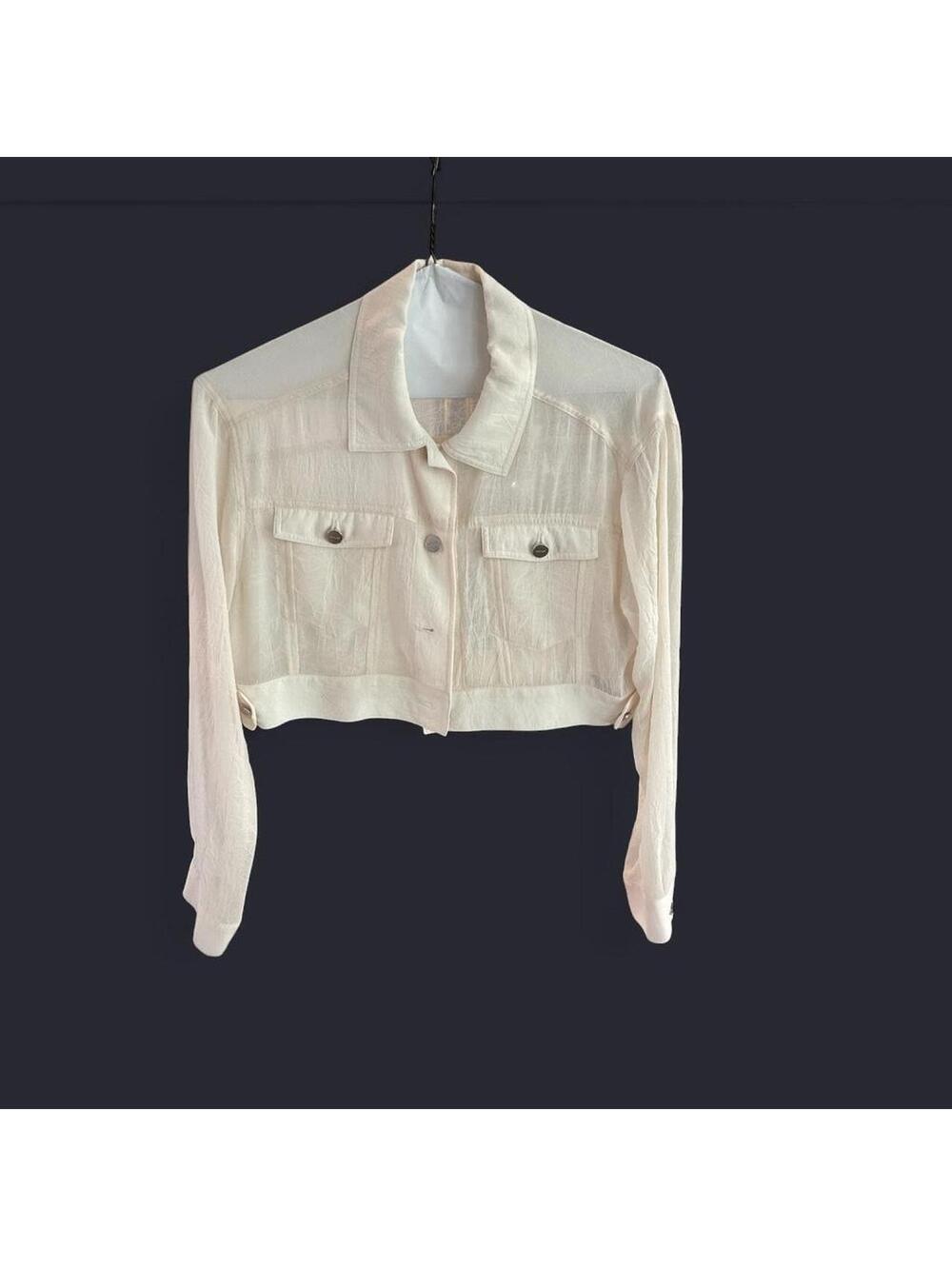 Capulet Women's Cream Textured Cropped Jacket